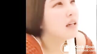 Girl pushing on toilet
