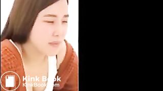 Girl pushing on toilet