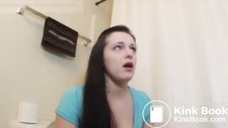 Girl straining on toilet