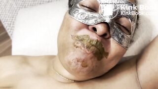 My slave gobbles the last of my turd, and drinks spit