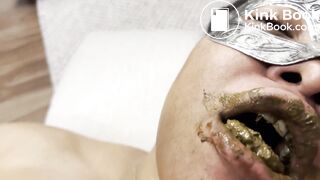 My slave gobbles the last of my turd, and drinks spit