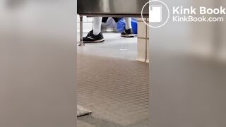 Woman takes a gassy shit