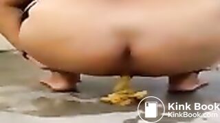 Indian aunty poop pee scat outside beat porn