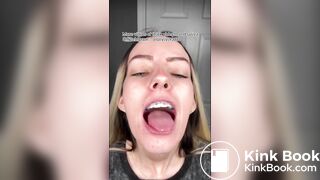 A beautiful girl spits