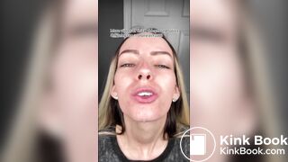 A beautiful girl spits