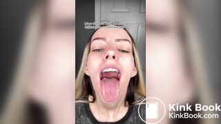 A beautiful girl spits