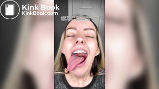 A beautiful girl spits