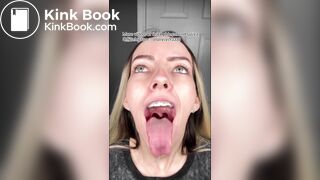 A beautiful girl spits