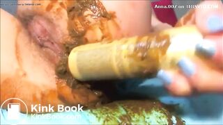 Prolapsed anus masturbation with shit and toy