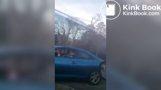Crazy bitch shits and pisses on guys car