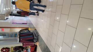 Woman has diarrhea in the mall