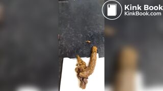 Blond handsome woman take a big dump and smiles you