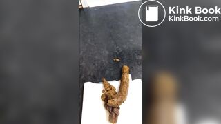 Blond handsome woman take a big dump and smiles you