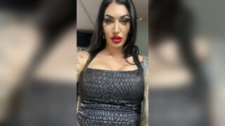 Brunette slut standing up shitting