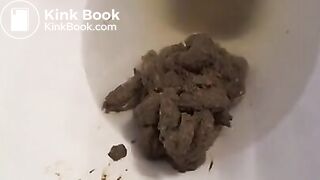 Girl takes reverse toilet dump