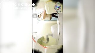 Asian women in hurry for toilet