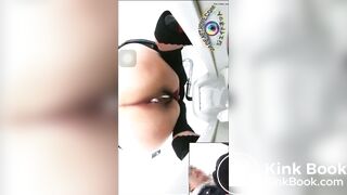 Asian women in hurry for toilet