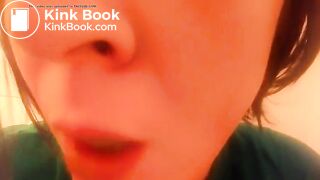 College teen eating poop in close up