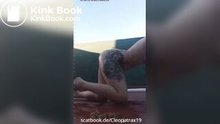 Fat ass shitting outside