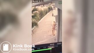 Woman desperate poop cctv