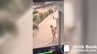 Woman desperate poop cctv