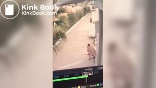 Woman desperate poop cctv