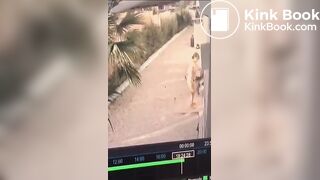 Woman desperate poop cctv