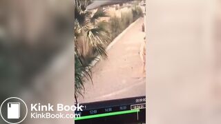 Woman desperate poop cctv