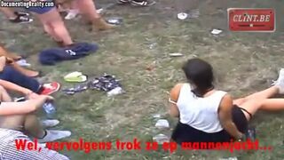 Festival girl shit herself while sitting down.