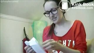 Hot brunette with glasses pull up mess