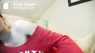 Hot brunette with glasses pull up mess