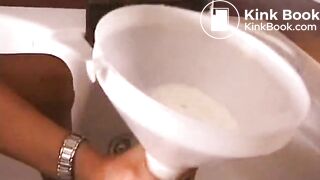 BBW Tranny and the milk enema