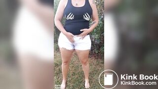 Woman poops her hit white pants