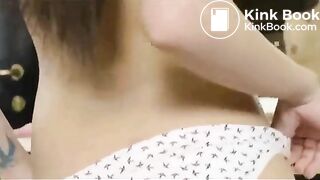 Amateur brunette panty poop