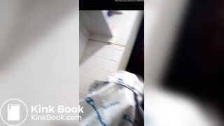 Ebony poops on toilet