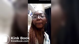 Ebony poops on toilet