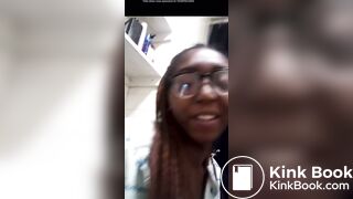 Ebony poops on toilet