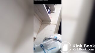 Ebony poops on toilet