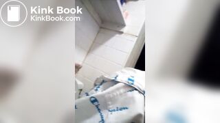 Ebony poops on toilet