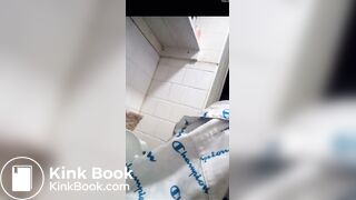 Ebony poops on toilet