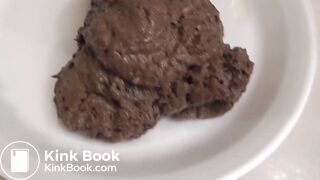 Beautiful brunette shitting on a plate