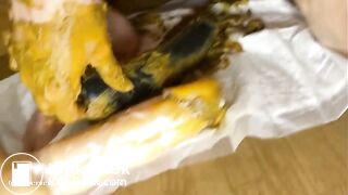 beautiful girl playing with her shit in her vagina