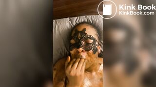 A happy shit eater guzzling piss and wallowing in filth