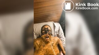 A happy shit eater guzzling piss and wallowing in filth