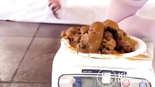 Beautiful japanese girl making a big pile