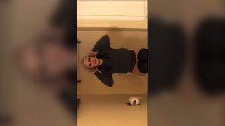 Hot blonde poops on toilet