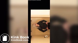 Hot blonde poops on toilet