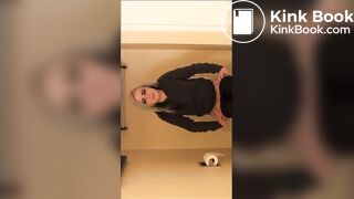 Hot blonde poops on toilet