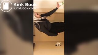 Hot blonde poops on toilet