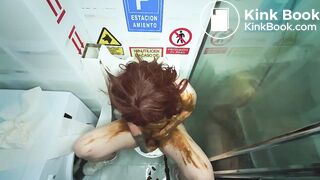 stunning her masturbating with shit in her mouth